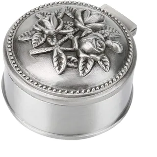 Semme Vintage Schmuckschatulle,Runde Form Blume Geschnitzte Zink-Legierung Schmuckaufbewahrung Fall Klassische Retro Kleine Schmuckbox für Ring Lagerung