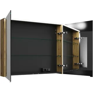 burgbad Eqio Spiegelschrank mit LED-Aufsatzleuchte, 2-türig, 1000x800x170mm, SPGS100F5662, Korpus: Eiche Dekor Urban