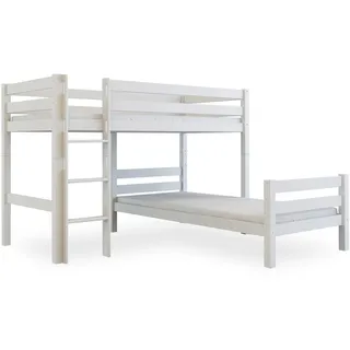 Bubema Loki – Kinder Etagenbett/Hochbett, Buche massiv, natur oder weiß lackiert - Weiß lackiert