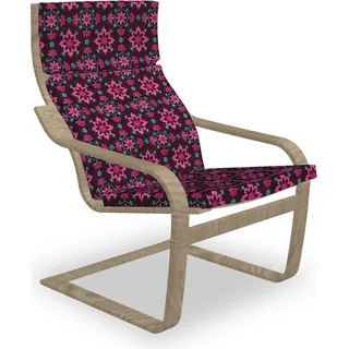 ABAKUHAUS Blumen Poäng Sessel Polster, Boho Botanik Laub, Sitzkissen mit Stuhlkissen mit Hakenschlaufe und Reißverschluss, Burgund Magenta Teal - Rot, Magenta