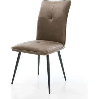 DELIFE Esszimmerstuhl Maddy-Flex Mikrofaser Taupe Vintage 4-Fuß konisch Schwarz - Beige, Taupe, Schwarz