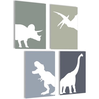 mojoliving Dino Poster Kinderzimmer jungen | Dino Deko Kinderzimmer | Dinosaurier Bilder Kinderzimmer mädchen | Babyzimmer Deko Kinderzimmer | Bilder für Kinderzimmer | Bild Kinderzimmer