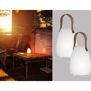 2er SET Outdoor Tischlampen 16cm ohne Kabel mit Fernbedienung & RGB Farbwechsler - Weiß