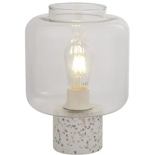 Licht-Erlebnisse Tischleuchte Denise Weiß 28 Cm Glas Beton Terrazzo E27