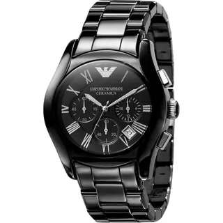 Emporio Armani AR1400 Herrenuhr Ceramica schwarz 30m Datum Chronograph - Schwarz