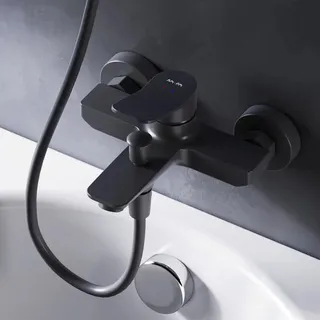 AM.PM Badewannenarmatur Wannenarmatur Schwarz Einhebelmischer Wandmontage Bad Messing Badewannen Armaturen - Schwarz