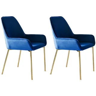 SalesFever Armlehnstuhl 2er-Set | blau , Maße cm B: 58 H: 89
