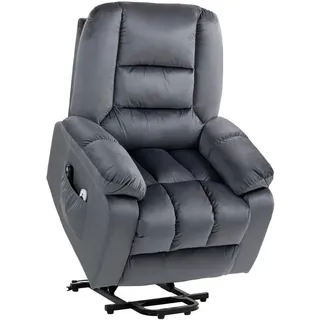 Homcom Fernsehsessel mit Aufstehhilfe Elektrisch Textil 94 x 107 x 85 cm Grau mit Fernbedienung und Kissen