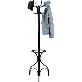 COSTWAY Garderobenständer Metall, Jackenständer schwarz, Garderobe Standgarderobe, Kleiderständer Höhe 190cm - Schwarz