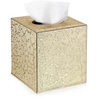 BTSKY Papierhalter aus PU-Leder, für Haushalt, Büro, Würfel, Serviettenhalter (Gold)