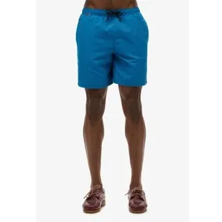 Superdry für Herren. M3010246A Premium bestickter Badeanzug 43,2 cm blau (XXL), Strandbekleidung, Recyceltes Polyester, Nachhaltig