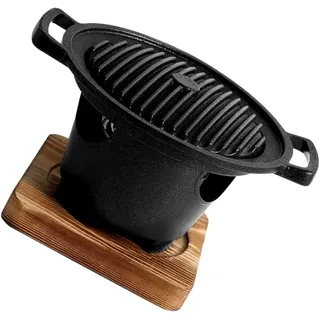 Kleiner Indoor Holzkohlegrill mit Antihaft-Grillpfanne, rutschfestem Grillrost und langlebigem Grillofen für Tischgrillen und BBQ zu Hause