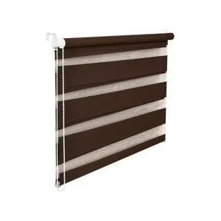 Doppelrollo Duorollo 120 cm breit 200 cm lang schoko braun inkl. Seilzug Fensterrollo Klemmrollo Jal - Braun