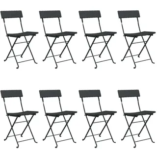 vidaXL Bistrostühle 8 Stk. Klappbar Schwarz Poly Rattan und Stahl - Schwarz
