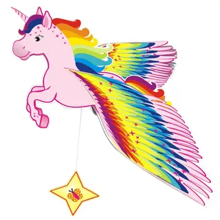 Hess Holz Schwingtier Einhorn rosa Regenbogen aus Holz - Bunt