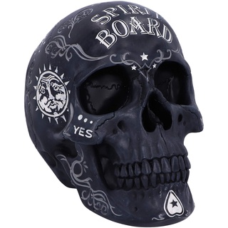 Nemesis Now Skull, Black Spirit Ouija Talking Board Totenkopf Ornament, Schwarz, Harz, 20 cm