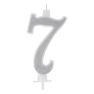 Zahlenkerze Glitter Silber Nr. 7