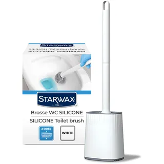 STARWAX - WC-Bürste Silikon doppelseitig - Leichte Reinigung auch an schwierigen Stellen - Schnelltrocknend und geruchlos - Robust - Farbe: Weiß