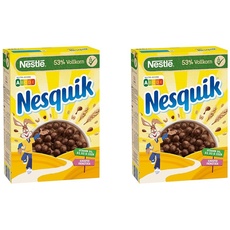 Nestlé Nesquik Knusper-Frühstück, Schoko Cerealien mit Vollkorn, 2er Pack (1x 330g)