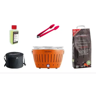 LotusGrill Starter-Set Classic Grill Mandarinenorange mit USB-Anschluß