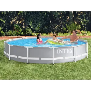 Global Intex 26710 - Gartenpool Prism 366 x 76 cm Metal Frame Pool mit Filterpumpe 2006 L/Stunde