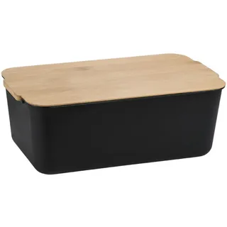 Kesper Brotbox , Schwarz , Naturmaterialien , rechteckig , 18.5x12x30.5 cm , FSC 100% , Schneidebrett , Küchenzubehör, Vorratsbehälter, Brotkästen