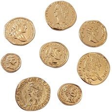 Römische Kaisermünzen - Reproduktion antiken Römische Münzen - Vergoldetes Metall - Set 8 Kaiser Das Alte Rom