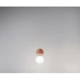 Sfera - Einzelne Pendelleuchte mit roter Betonkugel und Opalglas - 1XG9 max 1X7W, weißer Rahmen, IP20 - Rot, Weiß