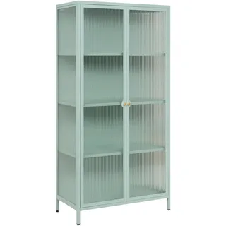 Mid.you Vitrine , Mintgrün , Metall , 3 Fächer , 80x160x40 cm , Esszimmer, Vitrinen, Vitrinenschränke