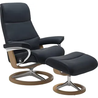 Stressless Stressless® Fußhocker »View« mit Signature Base,Gestell Eiche, blau