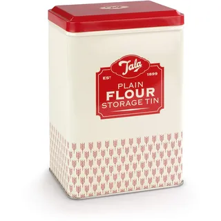 Tala Originals Aufbewahrungsbehälter für Mehl, Weiß-Rot, Vintage-inspirierter Behälter für Mehl und Backzutaten