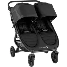 Baby Jogger City Mini GT2 Double | Allradfederung für jedes Gelände | zusammenklappbarer Geschwisterwagen Zwillingsbuggy | Jet (schwarz)