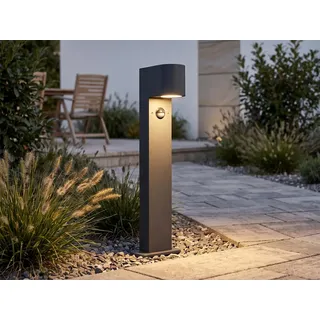 Garten Pollerleuchte Anthrazit mit Bewegungsmelder Höhe 50cm mit GU10 LED - Grau