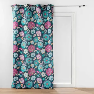 Douceur d'Intérieur Winteria Ösenvorhang, durchscheinend (140 x 240 cm), Blau, bedruckter Sablé-Voile