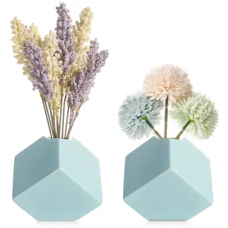 Keramik Vase für Pampasgras - Vasen Set Weiß Blumenvasen als Moderne Wohnzimmer Boho Deko, Vase Weiß Matt (Blue)