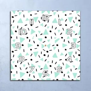 Deko Glasuhr Wanduhr 30x30 Retro blau schwarz Quarz Küchenuhr Bürouhr - Blau