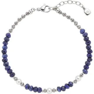 LEONARDO Anjana Armband Edelstahlfarben Blau-Grau-Weiß 21,5 cm