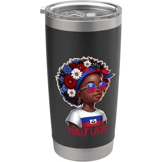 Haiti Flagge Shirt für Frauen, Haiti Flagge Shirt für Mädchen Haiti Doppelwandiger Edelstahl-Thermobecher