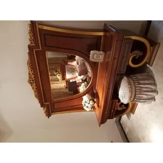 Schminktisch Spiegel Hocker Luxus Konsole Kommode Schlafzimmer Barock Rokoko Neu - Braun