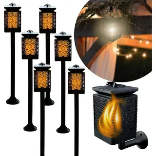 BLIXTAR 6x Solar 3in1 Garten LED Lampe, Laterne, Fackel Flammeneffekt Laterne