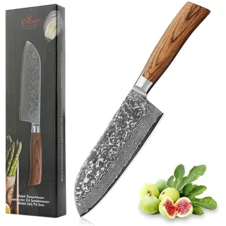 Wakoli EDIB Pro Damast Santoku Messer spezial I 17cm Klinge I Pakkaholzgriff