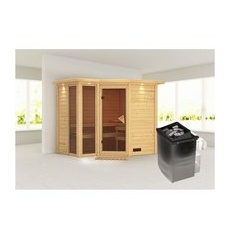 KARIBU Sauna »Kunda«, inkl. 9 kW Saunaofen mit integrierter Steuerung, für 4 Personen - beige