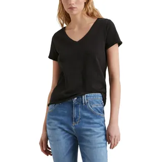 Marc OߴPolo Denim Damen T-Shirt aus Bio-Baumwolle mit V-Ausschnitt, Schwarz (Black), XXL