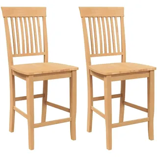 vidaXL Barhocker 2 Stk. Natur Massivholz Gummibaum