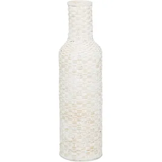 Deco 79 Hohe gewebte Bodenvase aus Bambusholz, 9" x 9" x 30", weiß