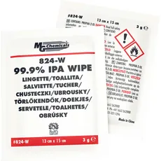 MG Chemicals 99,9 % Isopropylalkohol-Reinigungstücher, ca. 15 cm Länge x 12,5 cm Breite, Karton mit 50 Stück