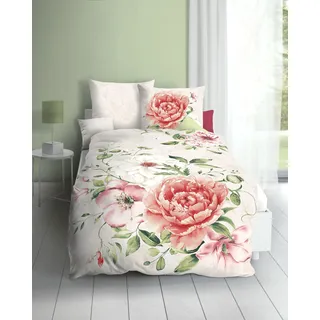 KAEPPEL Blushing Rose Blumen Champagner 135 x 200 cm + 2 x 80 x 80 cm