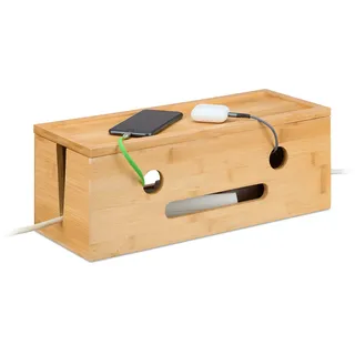 relaxdays Kabelbox aus Bambus