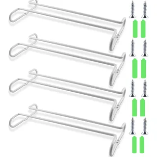 Lostwry 4 Stück Metall Weinglashalter, Wandmontierte Hängeregale Weinbecherhalter Weinglas Schiene Stemware Gläserhalter für Küche Bar Weinschrank Weinglas Aufbewahrungssammlung, Weiß