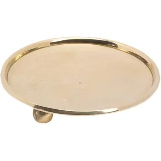 NKlaus Kerzenteller Ø8 cm innen mit Füße & Rand Messing Gold poliert Teller Dekoration 10552